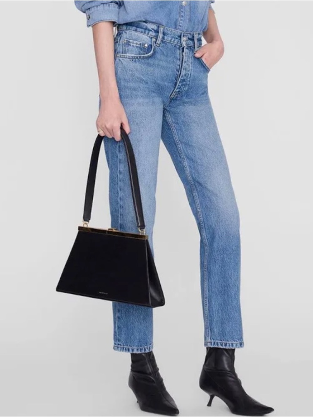 Anine Bing Light Blue High-Rise Straight Jeans 28